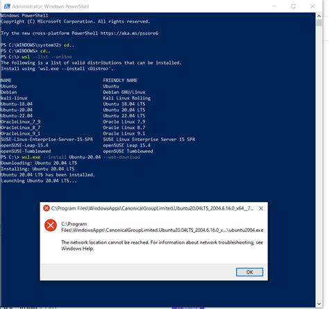 wsl update catastrophic failure